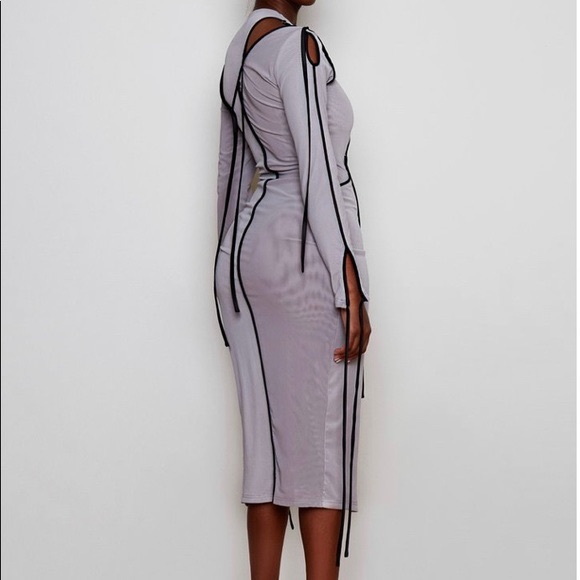 Bbxbrand CRAYON GREY MESH CUT OUT MIDI - Picture 2 of 3